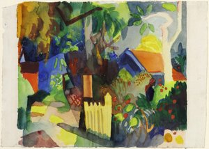 Landschaft mit hellem Baum von August Macke