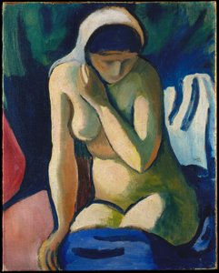 Nacktes Mädchen mit Kopftuch von August Macke