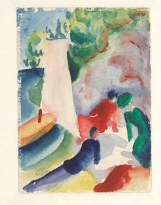 Picknick am Strand nach dem Segeln, 1913 von August Macke