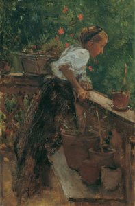 Bauernmädchen auf dem Balkon von August von Pettenkofen