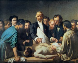 Doktor Alfred Velleau bei der Autopsie