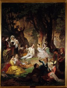 Tasting Champetre. Szene eines Picknicks in der bürgerlichen Gesellschaft. 1850, Montpellier, Musée Fabre von Auguste Barthelemy Glaize