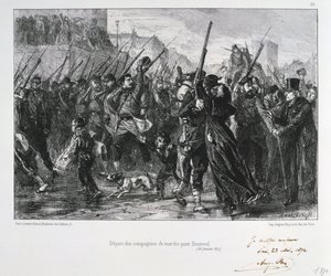 Französische Soldaten auf dem Weg nach Buzenval, Belagerung von Paris, Deutsch-Französischer Krieg, 18. Januar 1871 von Auguste Bry