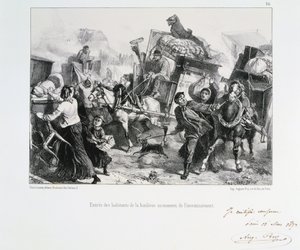 Bewohner der Vororte kommen vor der Belagerung durch die Preußen in Paris an, 1870