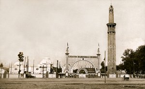 Grenoble (Isère, Dauphiné): Internationale Ausstellung für Weiße Kohle und Tourismus 1925 - der monumentale Eingang und der Orientierungsturm (Perret-Turm) - erbaut von den Brüdern Auguste (1874-1954) und Gustave (1876-1952) Perret, 95 Meter hoch und fast 