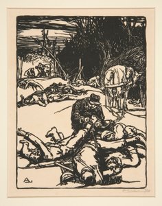 Nach der Schlacht, aus La Guerre de 1914, erste Serie, Nr. 14 von Auguste Lepere