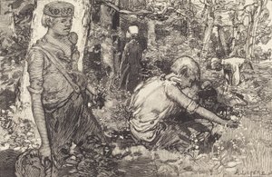 Maiglöckchen sammeln La cueillette du muguet, 1908 von Auguste Lepere