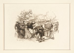 Mann im Walker, mit anderen Figuren in einem Park von Auguste Lepere