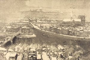 Paris unter Schnee, Blick von St.-Gervais, 1890 von Auguste Lepere