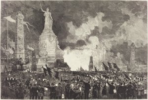 14. Juli. Beleuchtung des Place de la République von Auguste Lepère after Henri Louis Scott