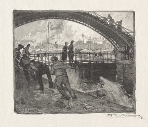 Die Schleuse des Canal St. Martin von Auguste Louis Lepère