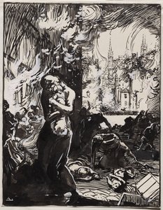 Der Brand von Löwen von Auguste Louis Lepère