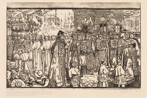 Die Prozession des Fronleichnamsfestes in Nantes von Auguste Louis Lepère