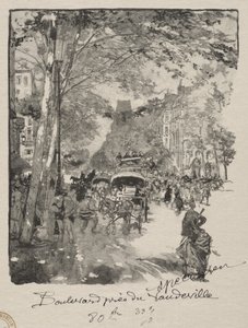 Der Boulevard in der Nähe des Vaudeville von Auguste Louis Lepère