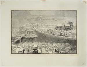 Paris unter dem Schnee, gesehen vom Gipfel von St. Gervais von Auguste Louis Lepère
