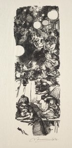 14. Juli, Rue de Belleville, Mitternacht von Auguste Louis Lepère