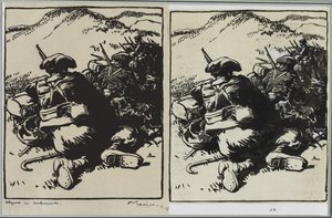 Alpenjäger im Hinterhalt von Auguste Louis Lepère