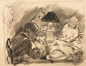 Um die Lampe, 1888 von Auguste Louis Lepère
