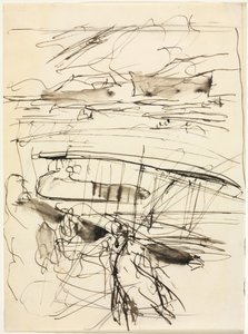 Flugzeuge ruhen auf dem Gelände (verso)