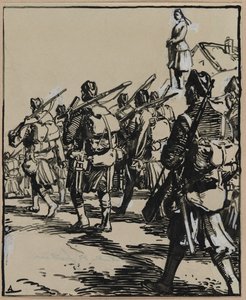 Grenzschlacht: Gruppe britischer Soldaten von Auguste Louis Lepère