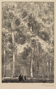 Fontainebleau-Wald: Morgen, Kreuzung der Route der Forts de Marlotte (La Forêt de Fontainebleau: Le Matin, Carrefour des Fort de Marlotte) von Auguste Louis Lepère