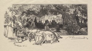 Wald von Fontainebleau: Mutter Pichards Kantine, 1890 von Auguste Louis Lepère