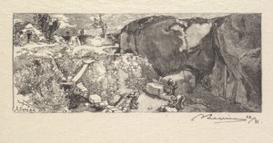 Wald von Fontainebleau: Sandsteinbruch La Forêt de Fontainebleau: La Carrière de Grès, 1890 von Auguste Louis Lepère