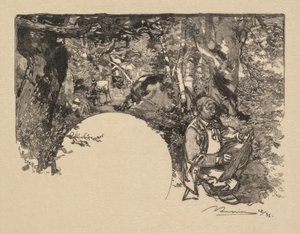 Fontainebleau-Wald: Die Maler (La Forêt de Fontainebleau: Les Peintres) von Auguste Louis Lepère