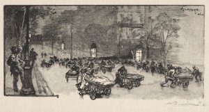 Der Boulevard, an der Ecke des Faubourg Montmartre von Auguste Louis Lepère