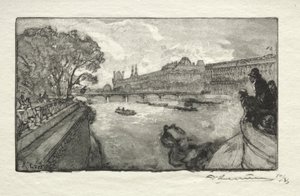 Der Louvre, gesehen von der Pont Neuf von Auguste Louis Lepère