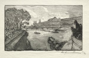 Der Louvre, gesehen von der Pont Neuf, 1890 von Auguste Louis Lepère