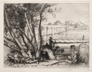 Die Brücke von Poissy, 1917 von Auguste Louis Lepère