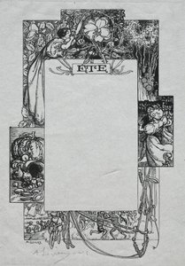 Paris Almanach, 1897: Dekorativer Rand, Sommer, 1897 von Auguste Louis Lepère