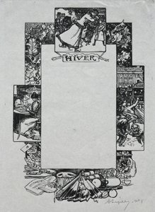 Pariser Almanach, 1897: Dekorativer Rand, Winter, 1897