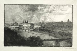 Paris, gesehen vom Pavillon de Flore, 1890 von Auguste Louis Lepère