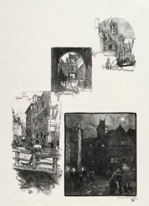 Rouen Illustré: Rue des Charretes, Rue de Halage, Rue Eau de Robec, Place des Arts, 1896 von Auguste Louis Lepère