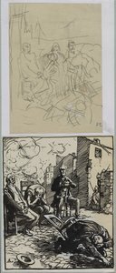 Drei sitzende Geiseln, 1914