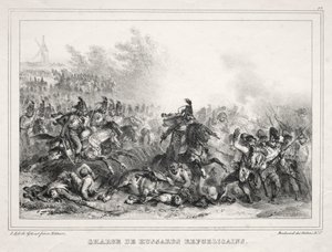 Album für 1833: Angriff der republikanischen Husaren von Auguste Raffet