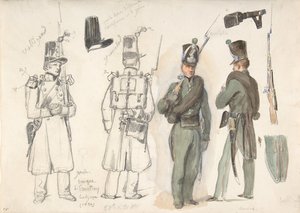 Uniformen der Bürgerwehr in Courtray, Belgien, 1832 von Auguste Raffet
