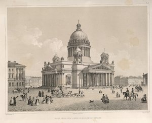 Die Isaakskathedrale vom Admiralteysky Prospekt aus gesehen Aus: Der Bau der Isaakskathedrale, 1845