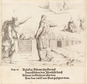 Balaks Opfer und Bileams Prophezeiung, 1548 von Augustin Hirschvogel