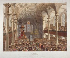 Innenraum der Kirche St. Martin-in-the-Fields, Westminster, London, 1809