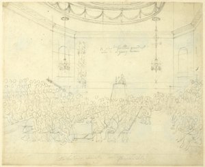 Studie für Debattiergesellschaft in Piccadilly, aus Microcosm of London