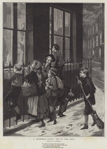 Eine Weihnachtsfeier, draußen in der Kälte