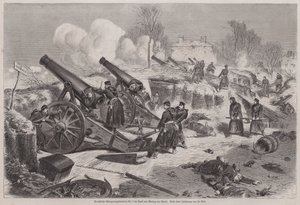 Preußische Belagerungsbatterie im Park von Le Raincy während der Belagerung von Paris, Deutsch-Französischer Krieg von Augustus J. Beck