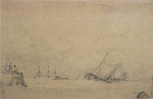 Lugger auf dem Weg zur Hafeneinfahrt von Augustus Wall Callcott