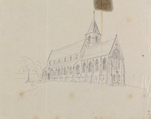 Skizze einer gotischen Kirche von Augustus Welby Northmore Pugin