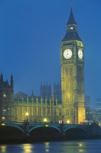 Vereinigtes Königreich, England, London, Westminster Palace und Big Ben bei Nacht von Augustus Welby Pugin