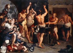 Mars und Venus in der Schmiede des Vulkan von Aureliano Milani