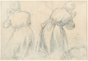 Sitzende Frau mit Studien von Armen und Beinen (recto); Studien von knienden Jugendlichen (verso)
